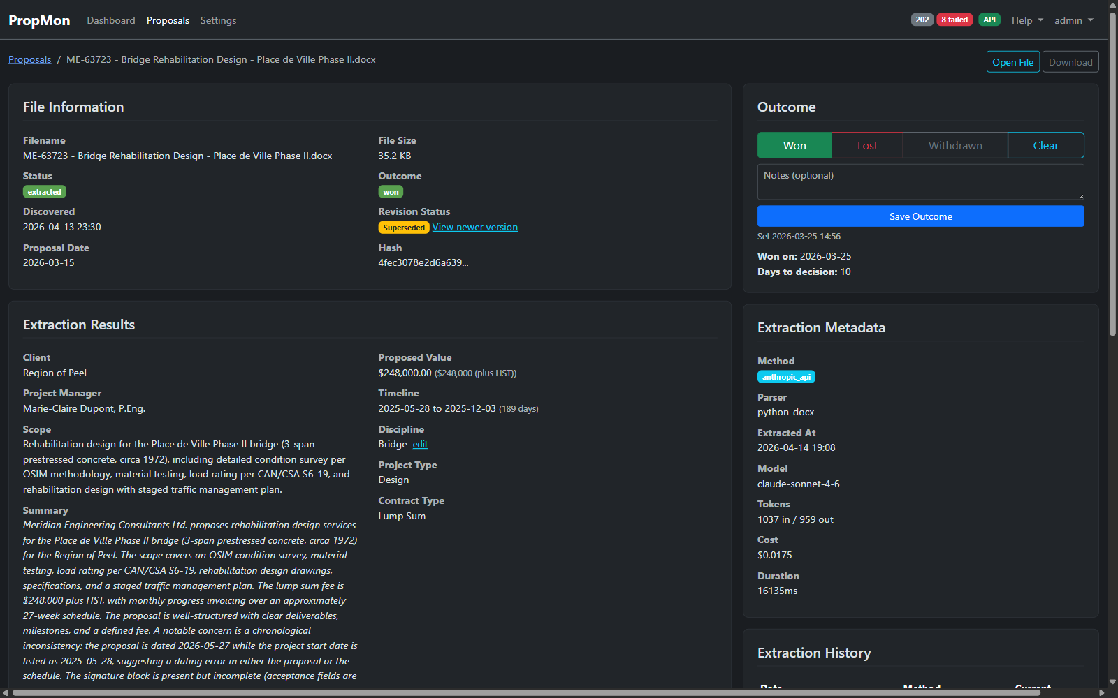 Proposal detail page